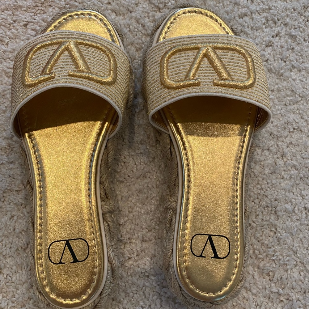 Valentino V Logo embroidered espadrille‎ slides - Picture 3 of 6